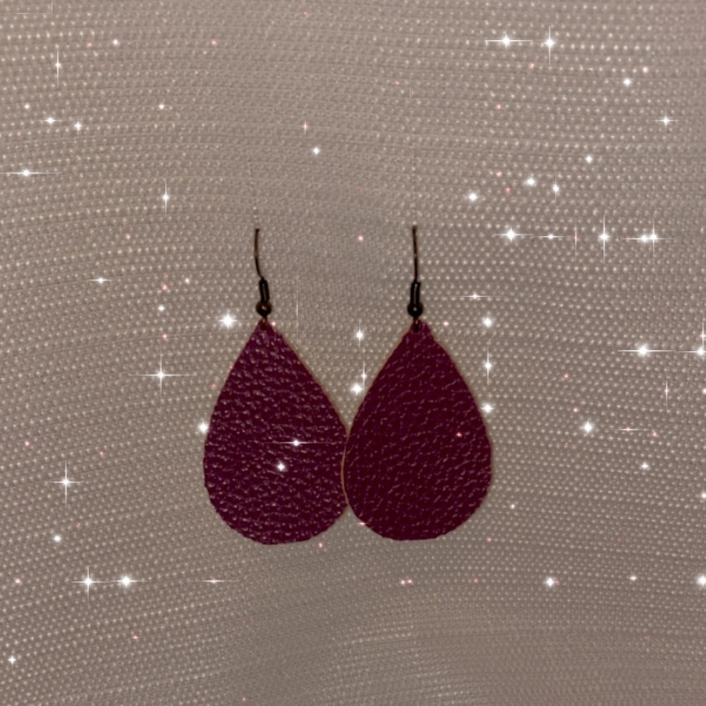 Purple leather earrings!!